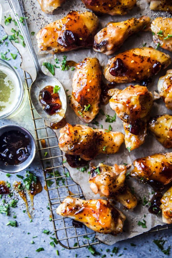 Oven-Baked Spiced Cranberry & Mustard Glazed Chicken Wings 