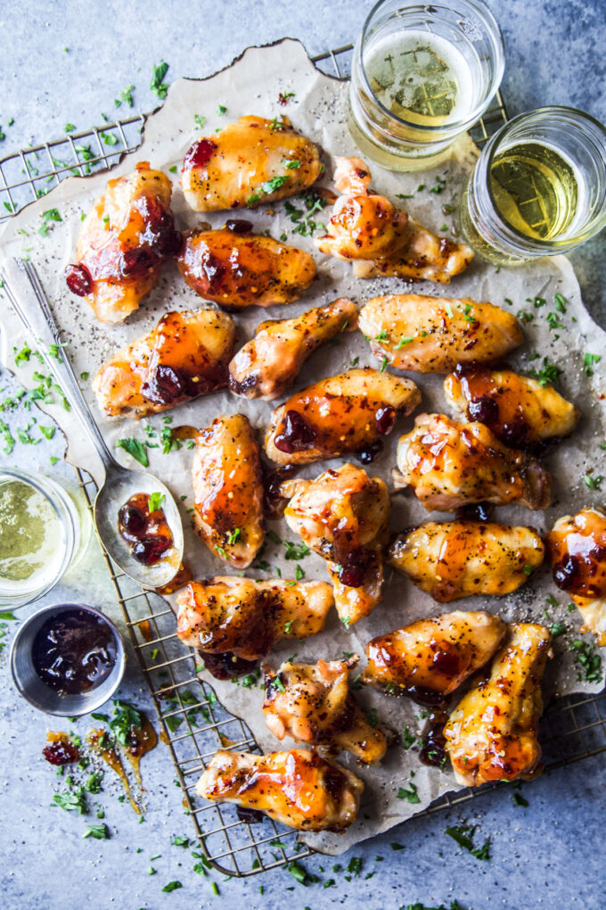 Oven-Baked Spiced Cranberry & Mustard Glazed Chicken Wings 