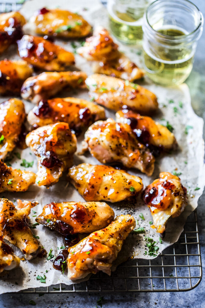 Oven-Baked Spiced Cranberry & Mustard Glazed Chicken Wings 