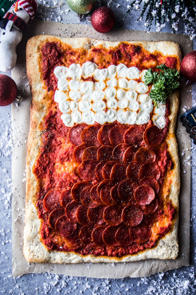 stocking shaped pepperoni pizza