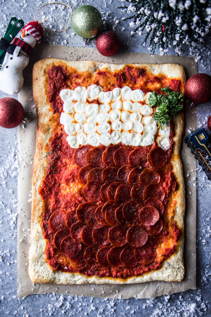 stocking shaped pepperoni pizza