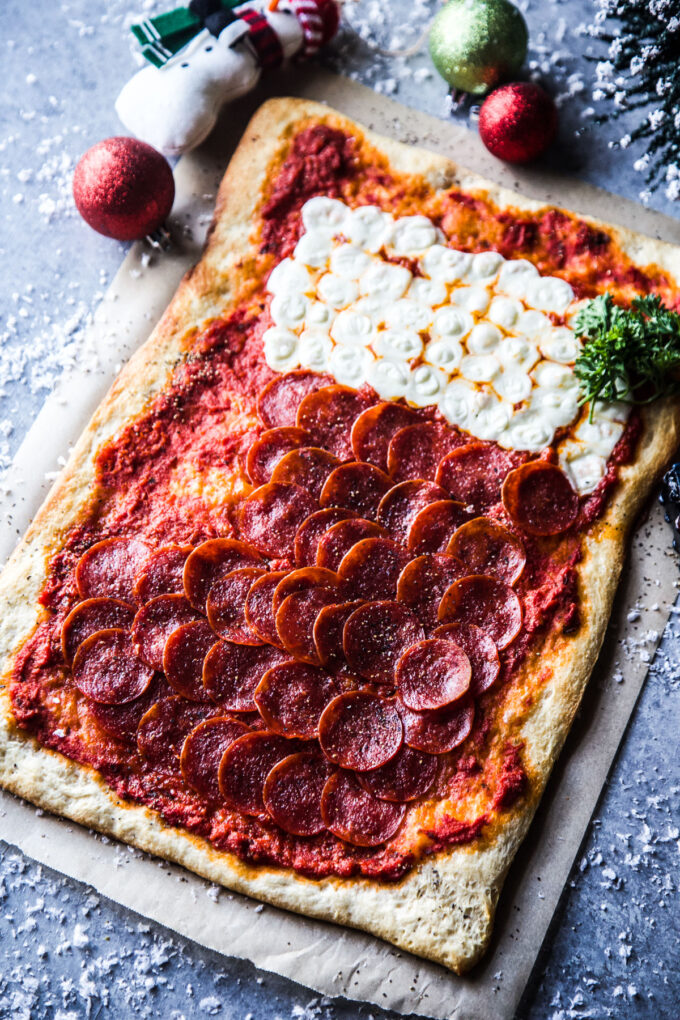 stocking shaped pepperoni pizza