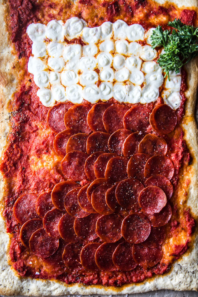 stocking shaped pepperoni pizza