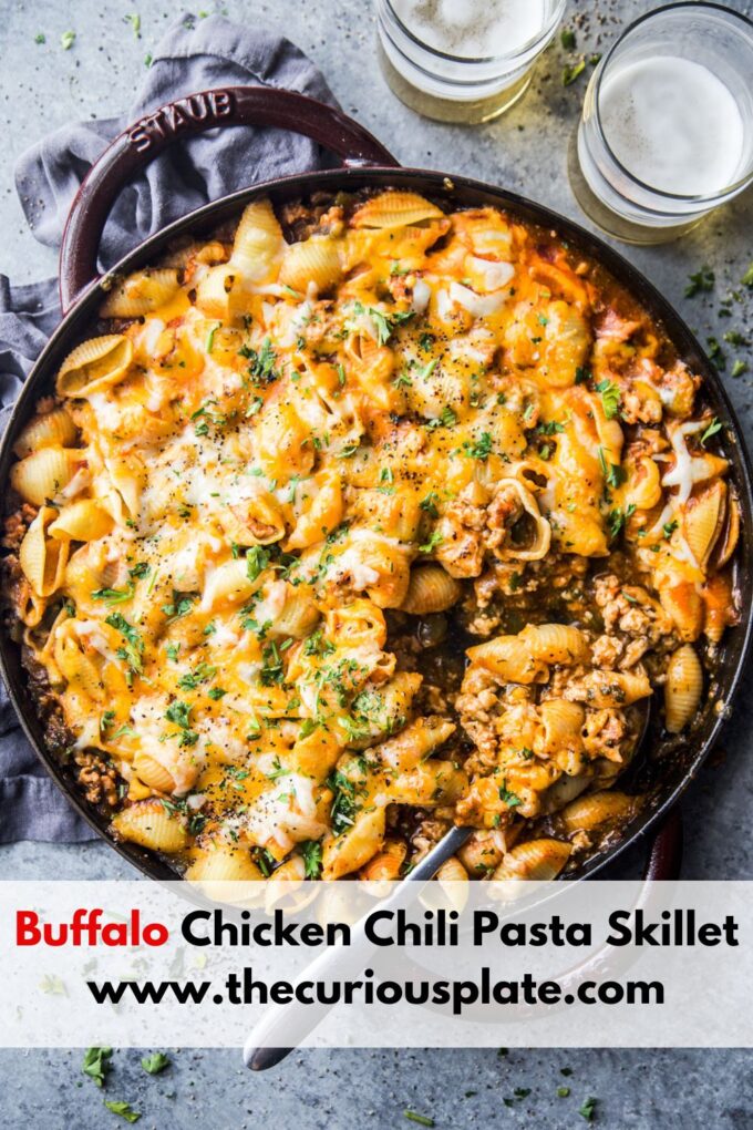 Buffalo Chicken Chili Pasta Skillet