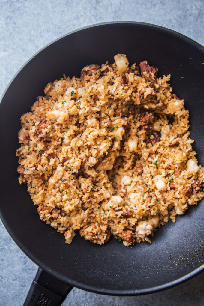 chorizo and shrimp fried rice