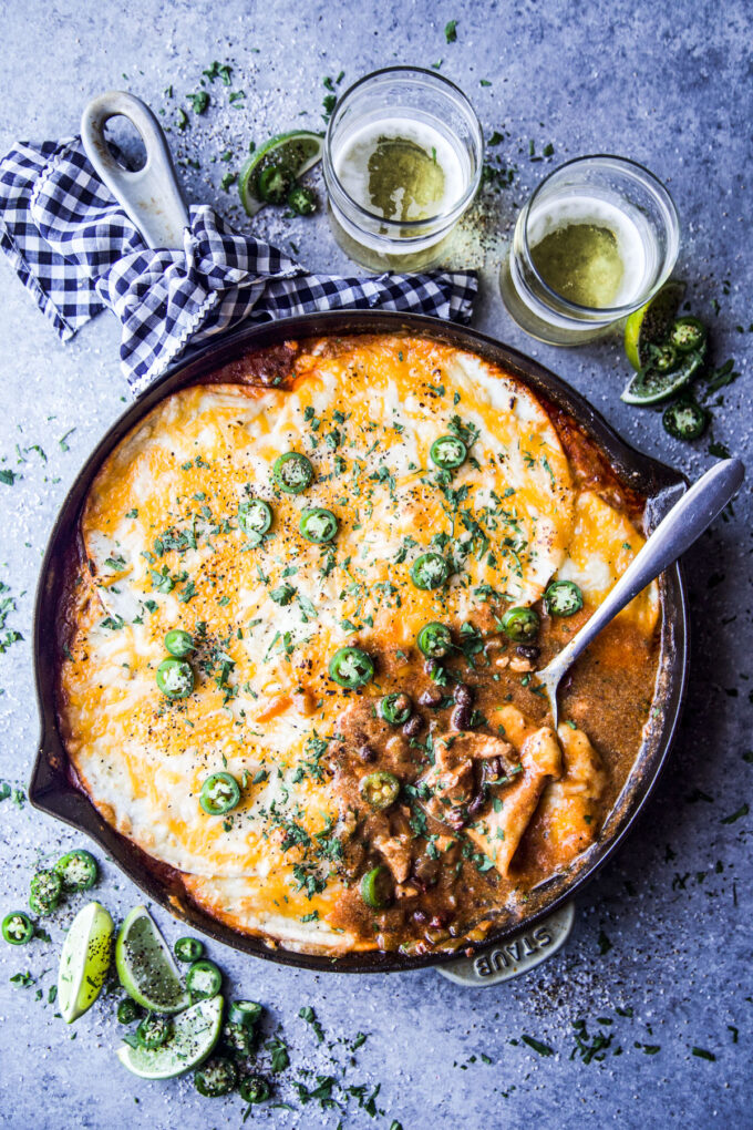 High-Protein Chipotle Chicken Enchilada Skillet