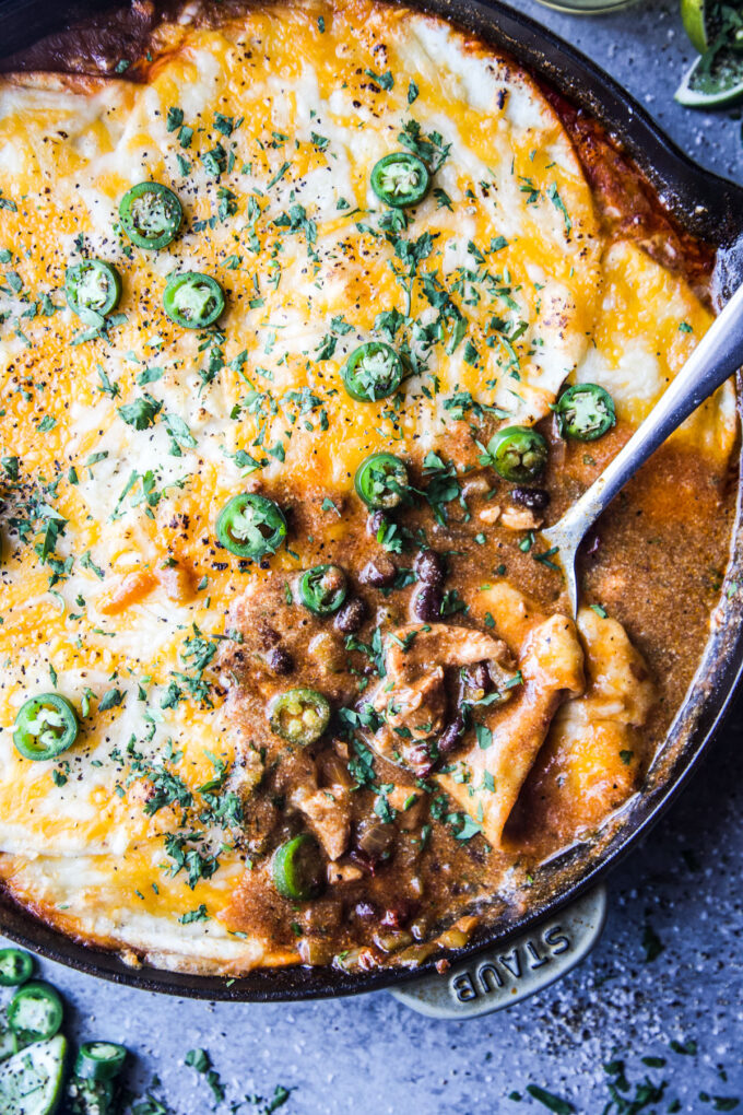 High-Protein Chipotle Chicken Enchilada Skillet