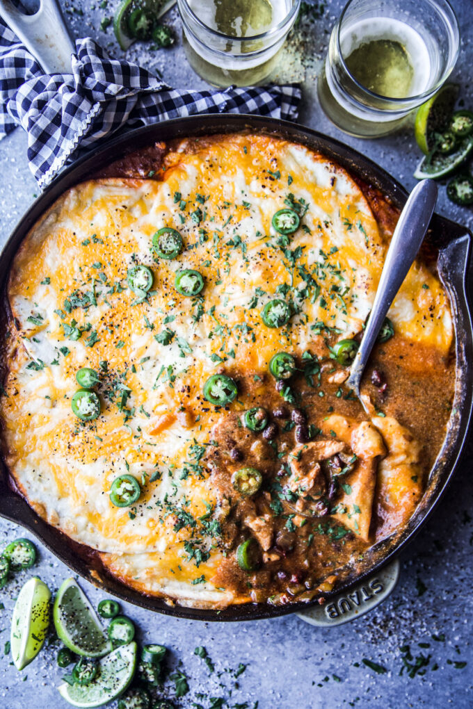 High-Protein Chipotle Chicken Enchilada Skillet