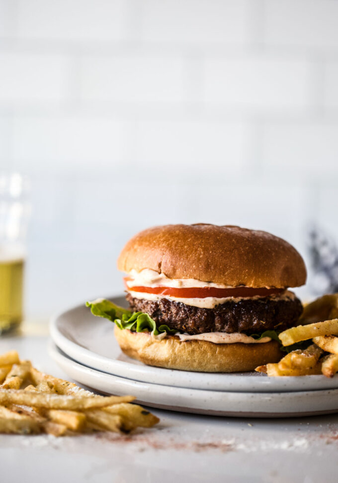 Skillet Creole Burger with Crispy Ranch French Fries