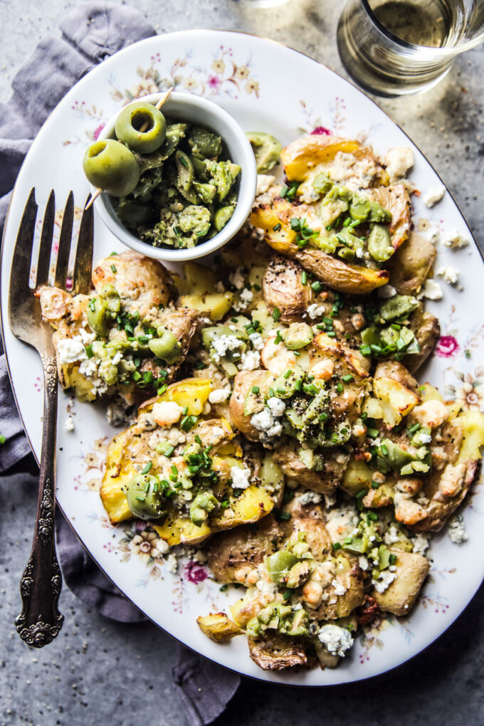 Dirty Martini Smashed Potatoes