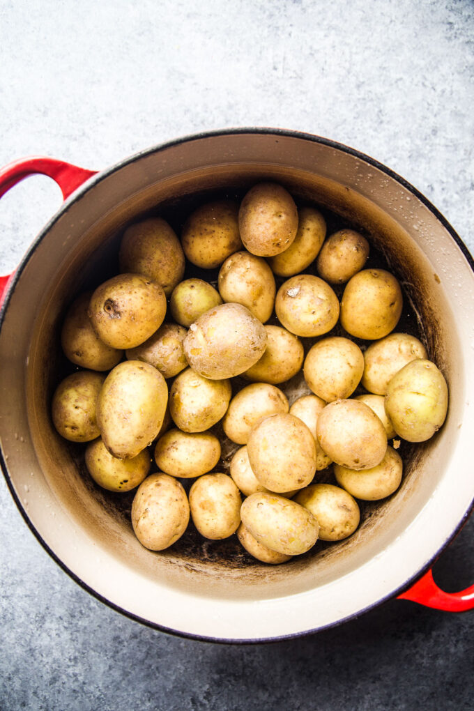 potatoes in a pot of water