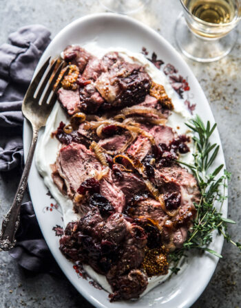 Oven Roasted Boneless Leg of American Lamb with Cranberry-Mustard Glaze